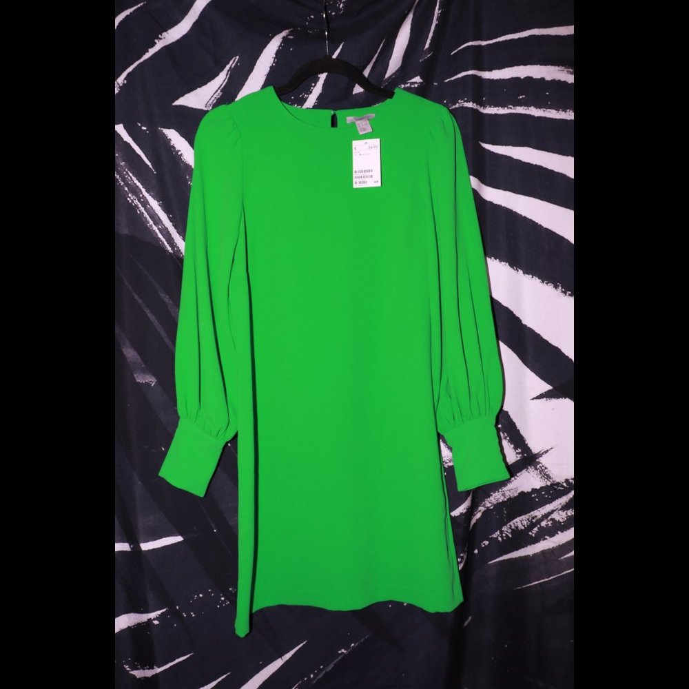 🌵🌷KELLY GREEN LONG-SLEEVED SHIFT DRESS🌵🌷